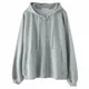 Grey Sweatshirt Hooded Casual Cotton Cardigan Sweatshirts Gray Women Clothes Solid Zipper Hoodies