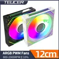 Teucer JM-2 120mm PC Case Fan Single Pack and Cable Mirror Cycle ARGB 12v/5Pin PWM Low Noise Chassis