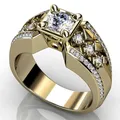 14K Gold Ring for men Natural 2 Carat Diamond with Diamond Jewelry Anillos De Bizuteria Anillos