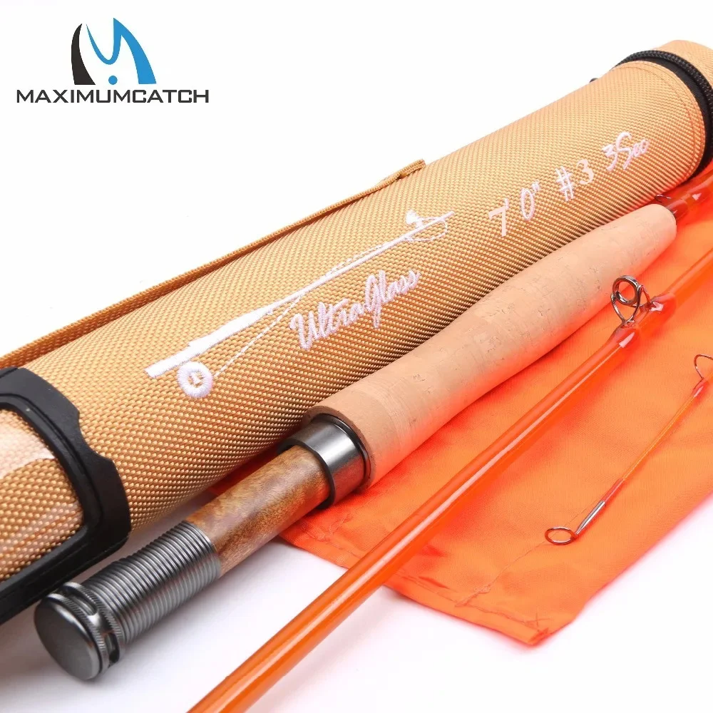 Maximumcatch FRP canna da mosca in fibra di vetro S + fibra di vetro con canna da pesca a mosca ad azione moderato 7'0''/8'6'' 3/4WT