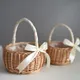 Woven Flower Basket Rattan Storage Basket Flower Girl Hand Basket Handmade Flower Basket For Home