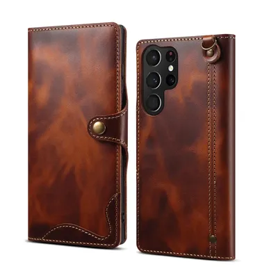 100% Real Cowhide Leather Case For Samsung Galaxy S25 24 23 22 Ultra S21 20 Plus S9 Note 8 9 10 20