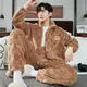 Long Plush Men's Pajamas Plaid Flannel Pyjama Pants 2 Piece Home Wear Man Velvet Thickened Sleepwear