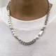 Hip Hop Asymmetric Curb Cuban Link Chain Necklace For Men Classic Imitation Pearl Beaded Collar High