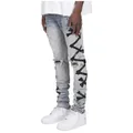 Jeans strappati per uomo Stretch Slim stampato ossa pantaloni Skinny da uomo pantaloni Denim Hip Hop