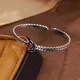 2023 New Design Vintage Flower Shiny Red Crystal Thai Silver Female Bangle Jewelry For Women No Fade