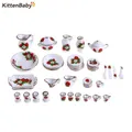 1 Set 1:12 Miniature Doll House Flower Patten Porcelain Coffee Tea Cups Ceramic Tableware Dollhouse