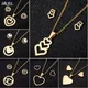 SMJEL Stainless Steel Love Heart Necklaces Women Girls Golden Jewelry Sets Simple Wedding Wave Heart