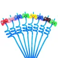 8pcs 26cm Mermaid Theme Kids Fruit Party Supplies Reusable Spiral Plastic Drinking Straws Fish Tail