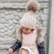 Big Fur Pom pom Beanie Hat Parent Kids Warm Knitted Winter Hats Baby Girls Boys Real Raccoon Fur