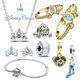 2024 Potdemie Disney Cinderella Murano Glass Charm Beads Fit Original Pandora Bracelet DIY