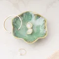 Lotus Jewelry Green Tray Ceramic Ring Necklace Dish Key Bowl Cute Ring Trinket Holder Girl Bedroom