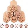 6 pezzi Set di timbri in legno colonna a forma di fiore e coniglio timbri in legno timbri in legno