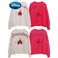 Disney World Castle Disneyland Sweatshirt Mickey Mouse Letter Embroidery Print Women Long Sleeve
