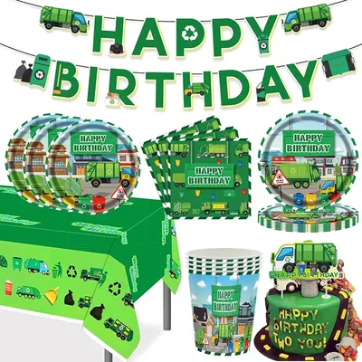 Garbage Truck Tablecloths for Garbage Truck Birthday Party Supplies Trash Trucks Party Tableware Decor Kids Birthday Baby Shower