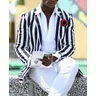 Mens Blazer Fashion Casual Black & White Striped Notch Lapel Slim Fit Blazer Blazer Business Suit