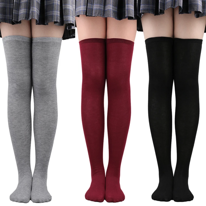 Sexy Black White Striped Long Socks Women Over Knee Thigh High Socks Over The Knee Stockings For Ladies Girls Warm Knee Socks