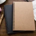 Retro Style Kraft Paper Double Coil Ring Spiral Notebook Sketchbook Diary Paper Writing Pads Notepad