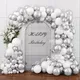 Metal Silver Balloon Arch White Silver Confetti Helium Balloons Garland Kit Wedding Anniversary