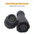 M16 Soldering Aviation Plug Socket Waterproof IP68 2/3/4/5/6/7/8/9/10 Pin Cable Connector 7.5mm Male