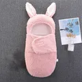 0-6M Baby Blankets Cute Rabbit Ears Infant Toddlers Swaddle Wrap Warm Fleece Baby Sleeping Bag