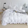 White Flat Sheet Thickened 100% Cotton Bedding Sheets queen Lotus Leaf Flat Bed Sheet Duvet cover