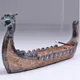 Retro Incense Burner Dragon Boat Incense Stick Holder Traditional Chinese Design Hand Carved Carving