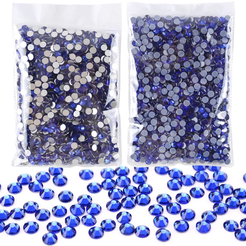Flatback Sapphire Rhinestones Crystal Glitter Glue on Gems Stone Hotfix Strass Rhinestones Clothing Decorations Accessories