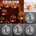 6/8/10/12Cm Romantic Clear Glass Round Hanging Candle Tea Light Holder Home Globe Shape Glass