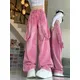 Women's Pink Dopamine Cargo Pants Shoulder Straps High Waist Chic Jeans Harajuku Street Wide Leg