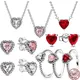 New Exquisite Shining Heart Series 925 Sterling Silver Light Luxury Heart Ring Necklace Earrings