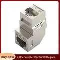 Cat 6A RJ45 Coupler 90 Degree Angled Shielded RJ 45 Female Splitter Keystone Jack Adapter For Blank