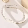 Hawaiian White Chip Shell Choker Necklace for Women Puka Shell Chain Link