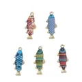 Doreen Box Fashion Ocean Fish Animal Charms Multicolor Enamel Pendants DIY Making Necklace Earrings