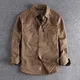 Safari Style Male Shirts Tops Pure Cotton Work Clothes Multi Pocket Shirt Simple Wash Old Versatile