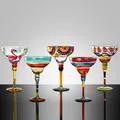 Painted Margarita Wine Glass Crystal Glass Hand-painted Cocktail Glass Alicia Home Goblet for Home