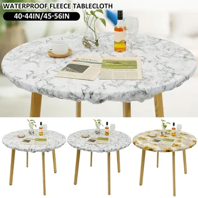 Round Tablecloth PVC Waterproof Oil-Proof Elastic Edged Party Wedding Table Cloth Home Decor Kitchen Table Protection Cover