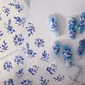 1pcs 5D Embossed Flower Nail Art Kawaii Stickers Beatuy Pink Blue Petal Self-adhesive Transfer Nail