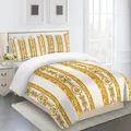 White and Gold Ethiopian Printing Duvet Cover Set King and Queen Bedding Set for Adult's Presents