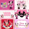 Custom Disney Minnie Mouse Photo Backdrop Baby Shower Girls Happy Birthday Party 1st Photograph
