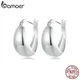 BAMOER White Gold Plated Chunky Small Hoop Earrings 925 Sterling Silver Dainty Minimalist Open