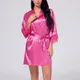 Women Iace Silk Pajamas Robes Sleepwear Nightgowns Half Sleeve Nightdress Black Lace Bathrobe Smooth