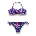 Falbala Brazilian Push Up Bikinis Women Floral Halter Print Swimsuit For Girls Lady Thong Bikini Set