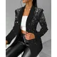 Women's Fashion Beaded Shawl Collar Blazer Coat Autumn Elegant Temperament Long Sleeve Plain Office