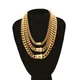 8-14mm Gold Color Stainless Steel Number 8 Cuban Miami Chain Necklace CZ Zircon Box Lock Link Chain