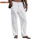 New Men's Cotton Linen Pants Male Autumn New Breathable Solid Color Linen Yoga Trousers Fitness