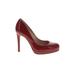 L.K. Bennett Heels: Slip-on Stiletto Cocktail Party Red Print Shoes - Women's Size 37 - Round Toe