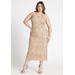 Plus Size Women's Strapless Fringe Sequin Maxi Dress by ELOQUII in Oatmeal (Size 20)