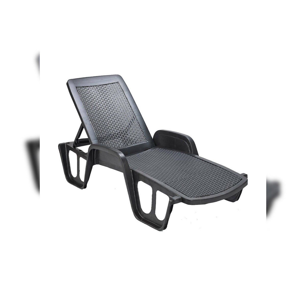 Dmora Sonnenliege Milano, Verstellbarer Gartenliegestuhl mit Armlehnen, Sonnenliege für den Außenbereich, 192x71h100 cm, Anthrazit Image