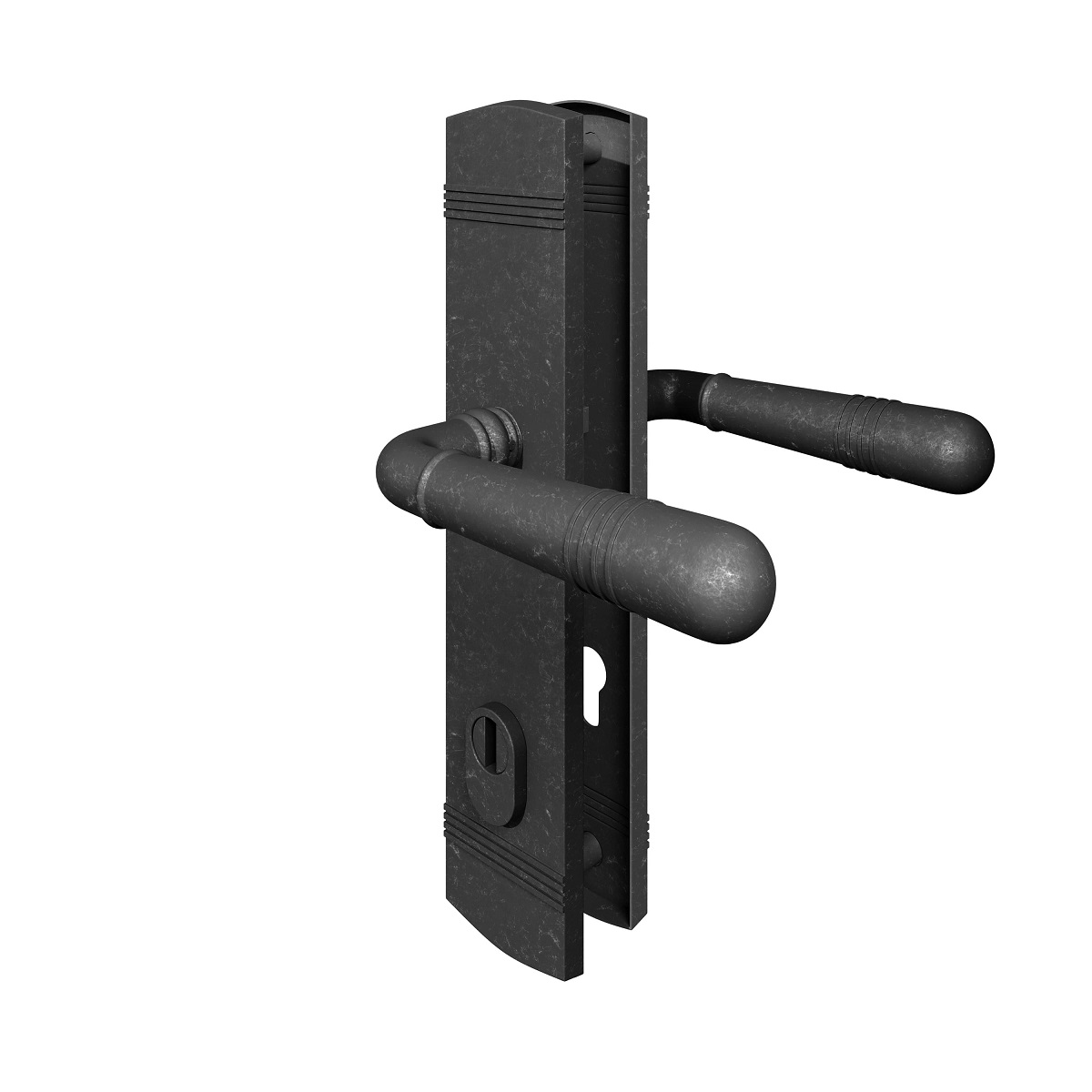 MS Beschläge Antik Grauer Schutzbeschlag Türbeschlag Stahleinlage Drücker / Drücker DIN 10/92 Image